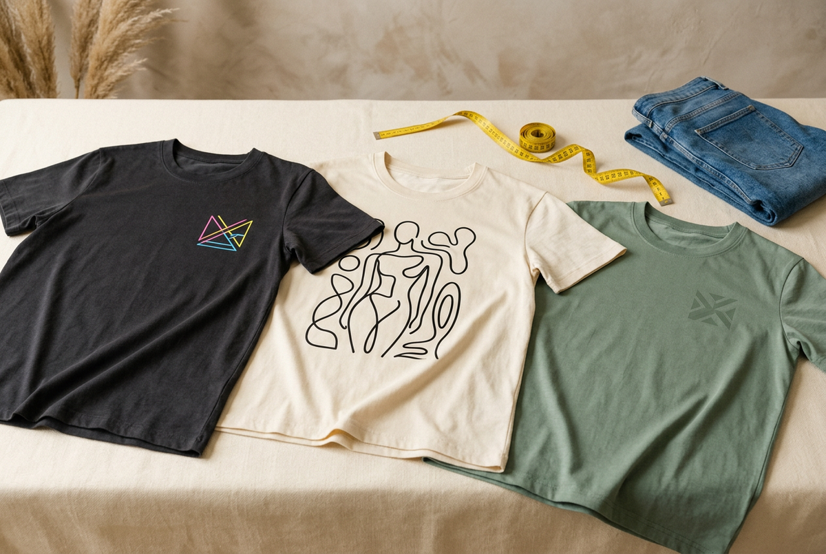 AI-generated graphic T-shirt shopping guide illustration