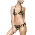 Tropical Palm Print Bikini — Women's Triangle String Swimsuit