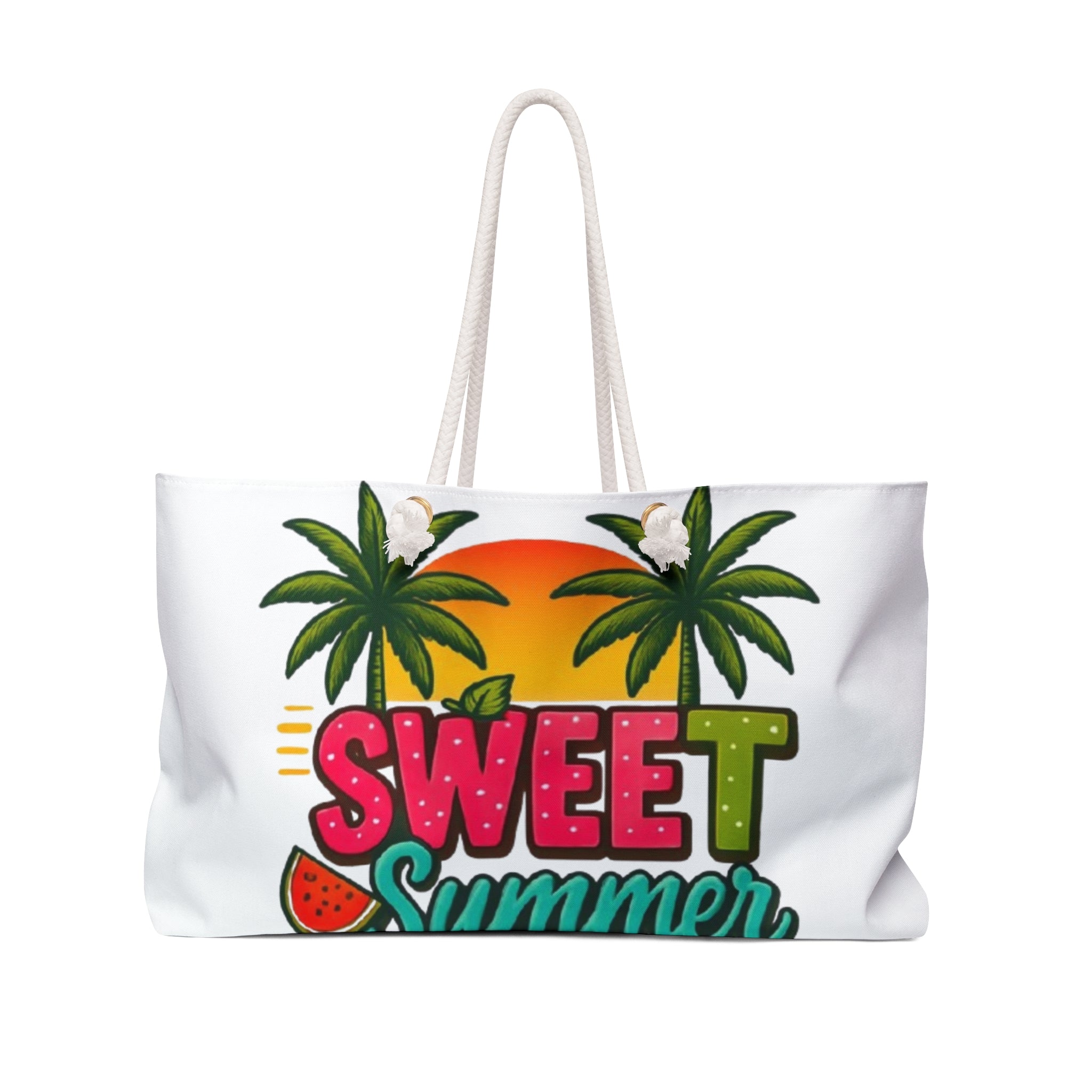 Sweet Summer Weekender Bag – Tropical Palm & Watermelon Travel Tote